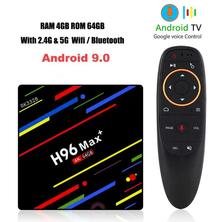 4G 64G Voice Remote H96 MAX Plus смарт ТВ коробка Android 9,0 tv box 4 Гб 64 Гб RK3328 смарт тв приставка 4 ядра 5G Wi-Fi 4 K 3D H.265 медиаплеер pro PK X96 MAX 8,1 андроид тв приставка - Цвет: 4G 64G Voice Remote