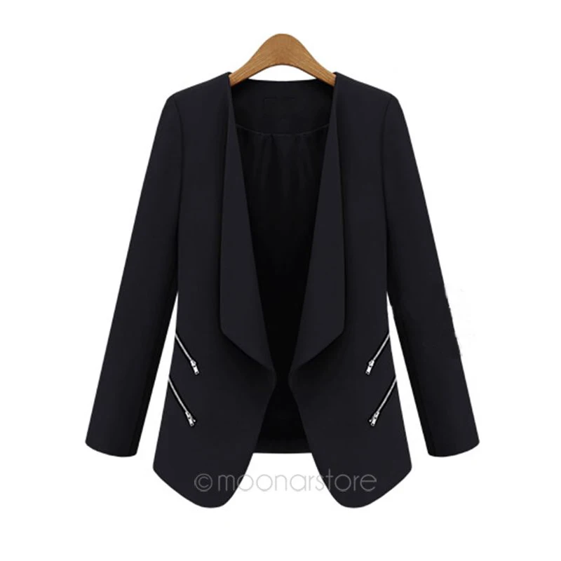 

New Style Women Small Leisure Suit Jacket Zipper Long Sleeve Solid Thin Coat for Spring / Autumn Outerwear Tops Jackets