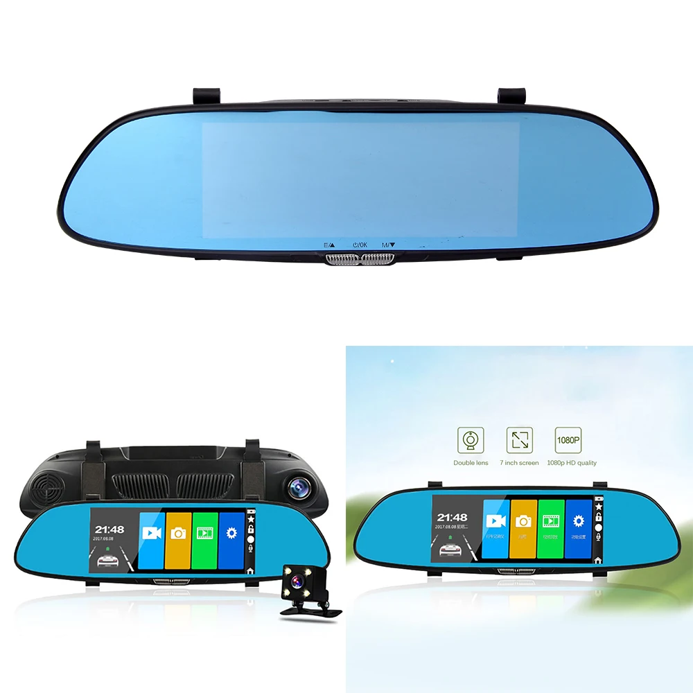 Car HD Video Auto Parking Monitor Reversing CCD Rear View Camera With 7 Inch DVR Dash Cam Rearview Mirror | Автомобили и