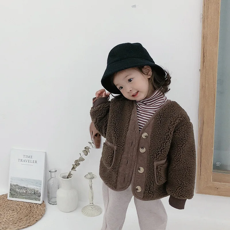 Dark Brown Зима г.; теплые куртки из берберского флиса для мальчиков и девочек; детское хлопковое Стеганое пальто теплое детей; плотная одежда - Цвет: Dark Brown