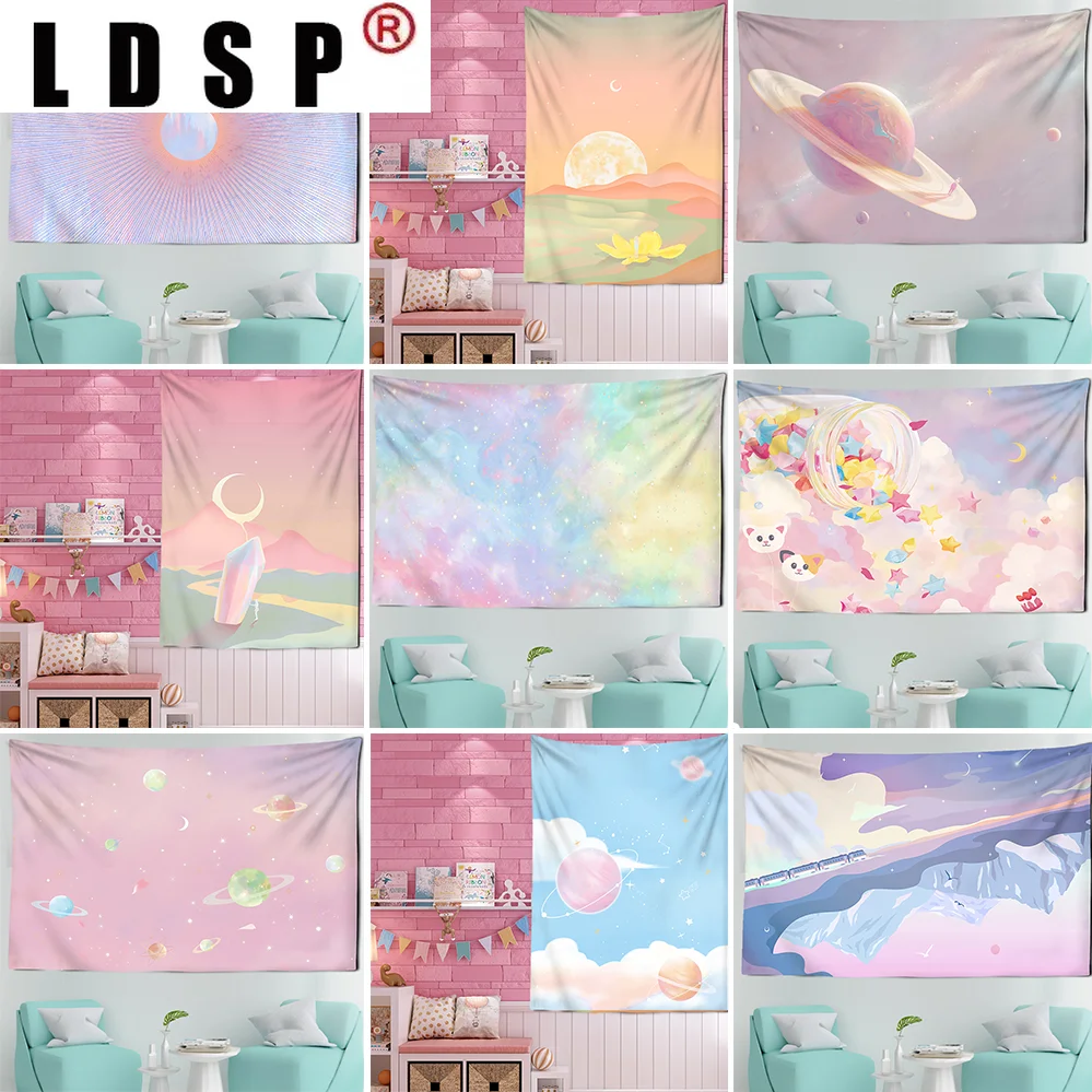 

Гобелен LDSP Moon со Звездной Вселенной, настенное покрытие, тканевый пляжный коврик для фона, художественное одеяло, украшение для спальни, гос...