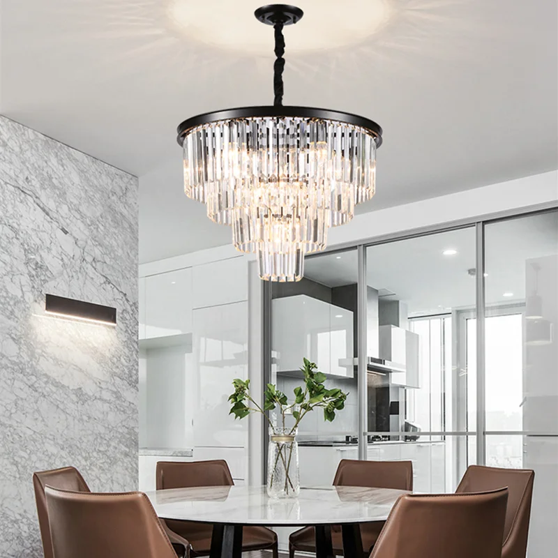 

Pendant Lights Crystal Pendant Lamp Luminaria Rectangular Lustre Crystal Modern LED Bulbs Chain Pendant Knob Switch 3 Years E14