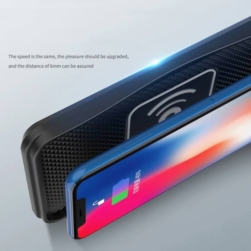 Wireless Car Charger 10W Qi Fast Charging Non-Slip Shockproof Silicone Pad Mat Phone Holder Mount for iPhone 12 /12 Pro |