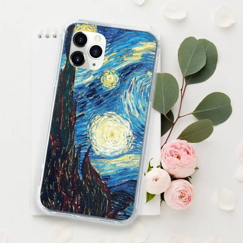 

Retro painting Van Goghstarry night Phone Case for iPhone 11 12 pro XS MAX 8 7 6 6S Plus X 5S SE 2020 XR Luxury shell coque