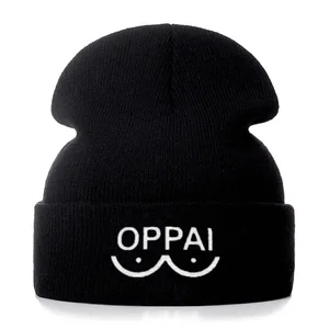 Облегающие шапки ONE PUNCH-MAN OPPAI для мужчин и женщин, Модная вязаная зимняя шапка, однотонные шапочки в стиле хип-хоп, шапка, шляпа, шапка унисекс