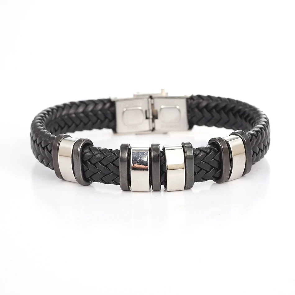Мужские кожаные браслеты Match-Right Металлический Браслет-манжета для мужчин из