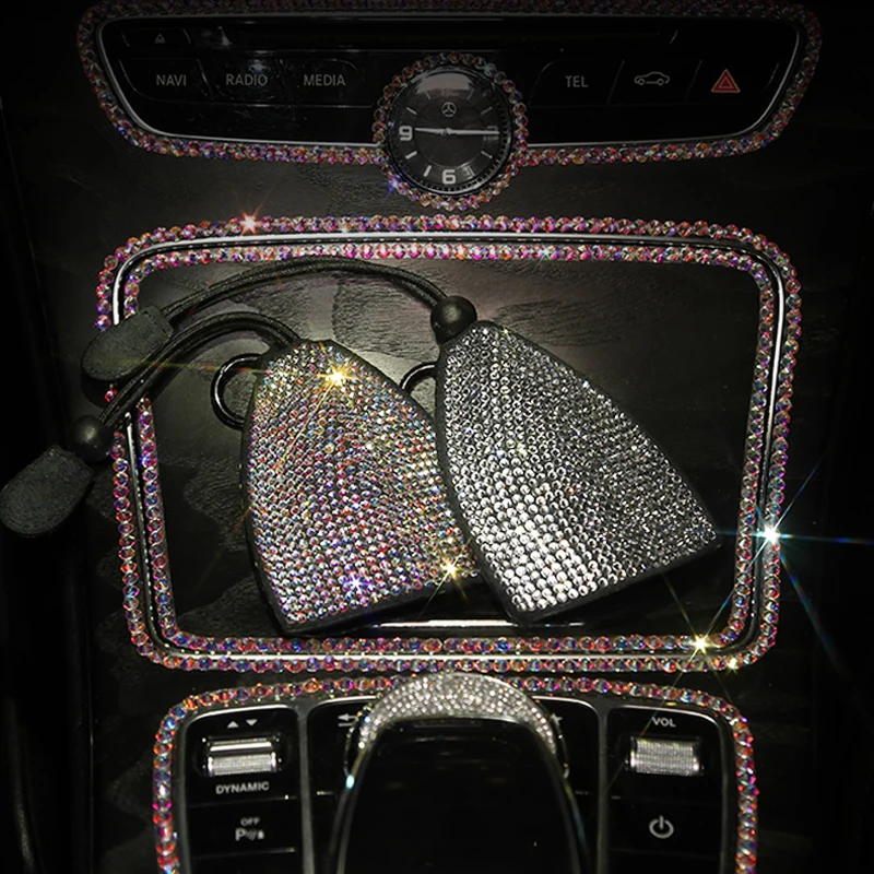 Алмазный Стразы ключа автомобиля чехол с украшениями в виде кристаллов для