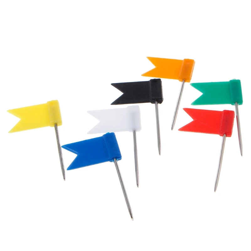 

100 Pieces Mixed Color Flag Push Pins Nail Thumb Tack Map Drawing Pin Stationery