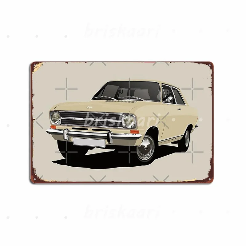 

Beige Opel Kadett B Sedan Illustration Metal Signs Cave Pub Wall Cave Vintage Plaques Metal Posters
