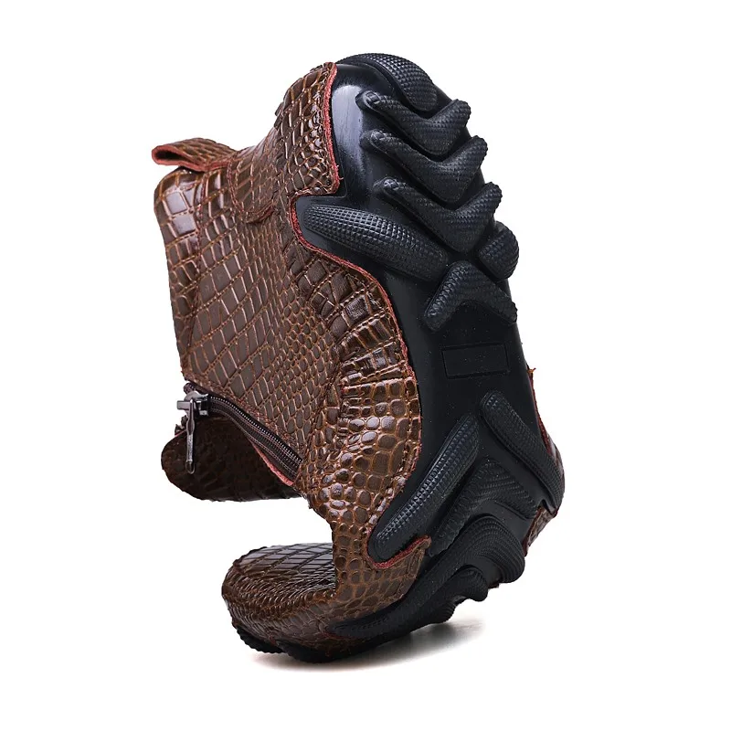Ботильоны мужские из натуральной крокодиловой кожи Винтажные ботинки в