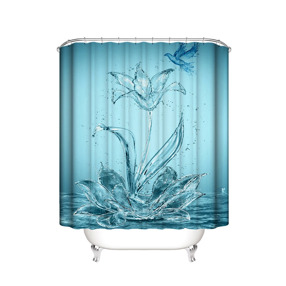 

Moldproof Waterproof 3D Thickened Bathroom Bathtub Shower Curtain Bathroom Decorations Printed Multi-size Shower Curtain