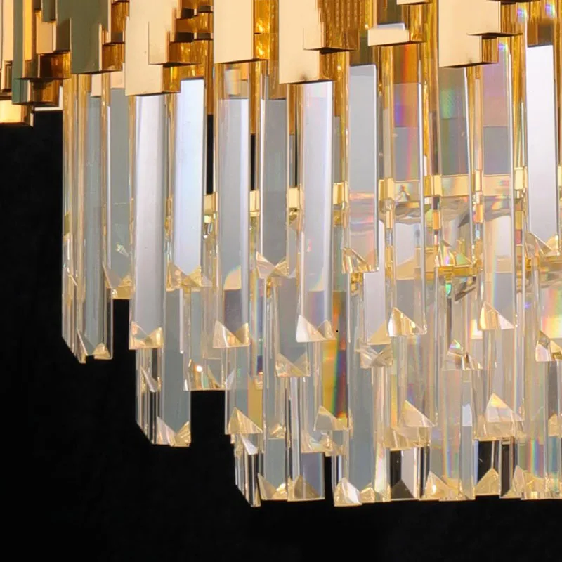 

Manggic Modern Crystal Lamp Chandelier Line Chandeliers Lighting Gold Round Stainless Steel for Living Oval Luxury Crystal Light