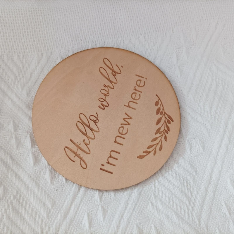 L41D-tarjeta de Evento de beb&eacute; de madera para reci&eacute;n nacido, tarjetas de grabaci&oacute;n de crecimiento mensual, tarjetas conmemorativas de nacimiento de Beb&eacute; hechas a mano, accesorios de fotograf&iacute;a-3
