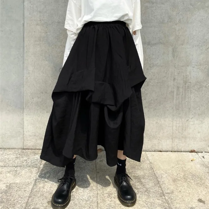 Японский дизайн маленькая Свободная юбка с высокой талией необычная летняя