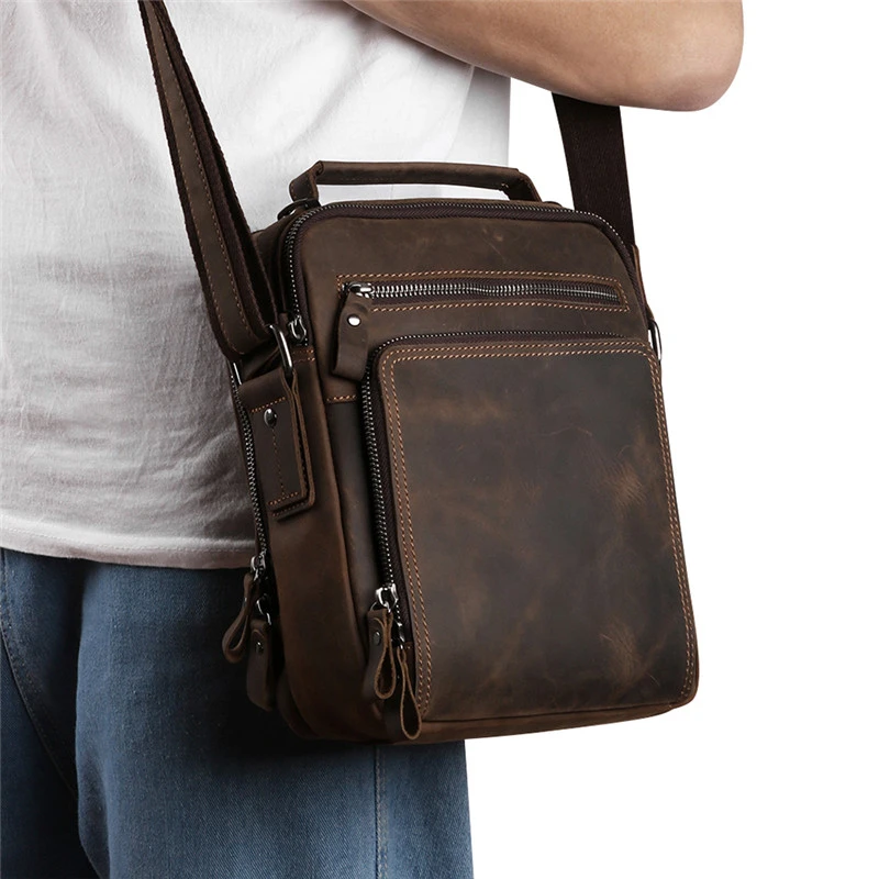 

New Genuine Leather Bag Messenger Bag Men Shoulder Handbag Leather Crossbody Bags For Men Luxury Handbags Flap Pocket