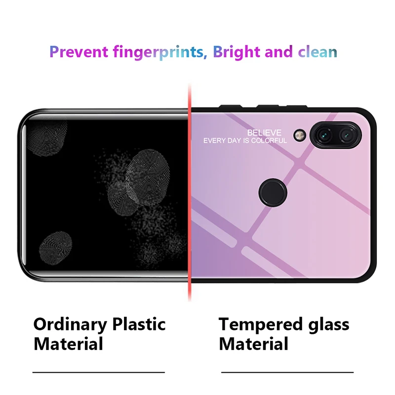 Чехол из закаленного стекла для Xiaomi Redmi Note 7 6 K20 Pro Цветной глянцевый чехол с