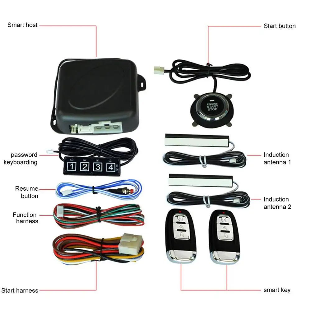 

Car Alarm Keyless Entry Engine Alarm System Universal Car Remote Control Starter Stop Auto Anti-theft System