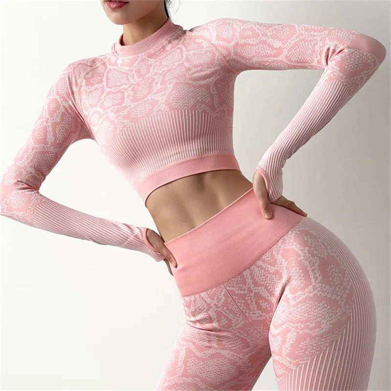 

Long Sleeve Seamless Gym Crop Top Women Sports Yoga Top Fitness T-Shirts Sport Active Wear Workout Athletic Shirt