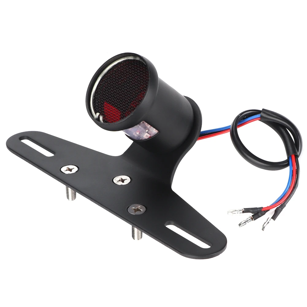 

Vintage Style Motorcycle LED Light Universal Tail Brake Light Lamp With License Plate Bracket