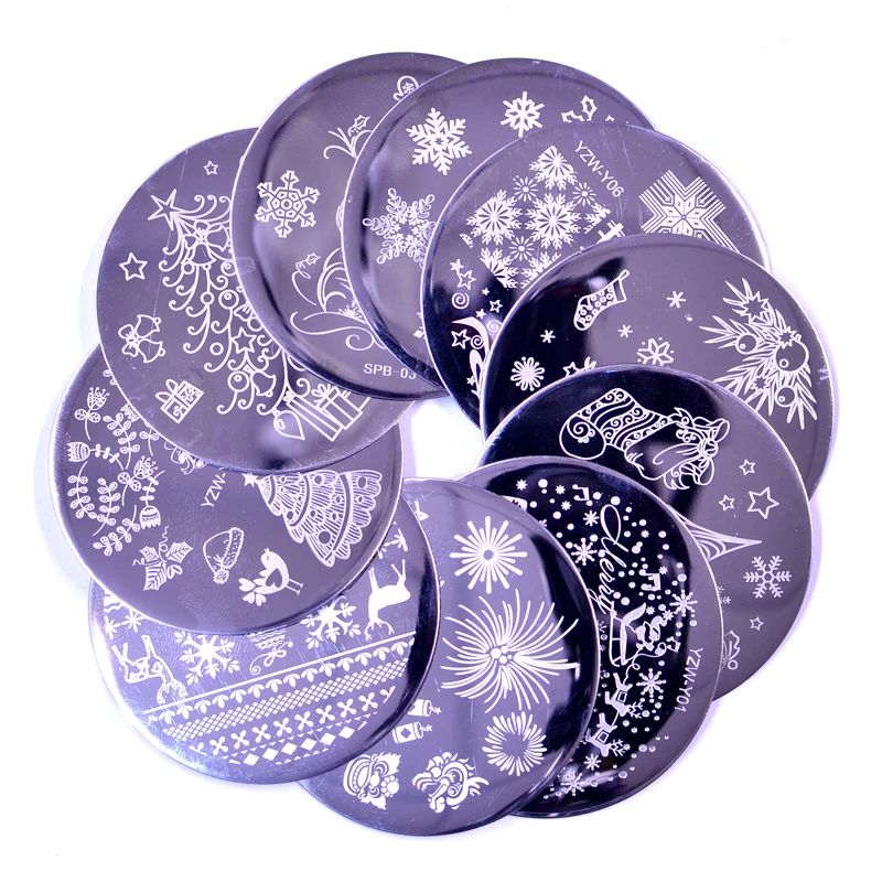 

1 PC Nail Stamping Template Flower Animal Geometry Love Valentine's Day Round Nail Art Stamping Plate