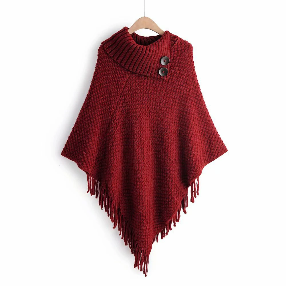 

Women Winter Tassel Cape New Furry Soft Tops Korean Loose Casual Overcoat Fall Female Fashion Harajuku Knitted Solid Sweater