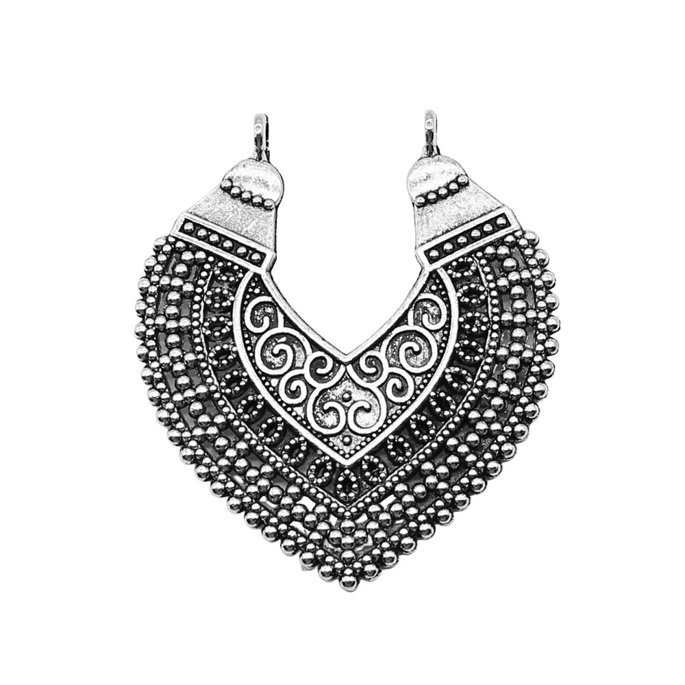 

2pcs Earring Pendant Charms Handmade Accessories DIY Handmade Craft Antique Silver Color 38x43mm For Jewelry Making