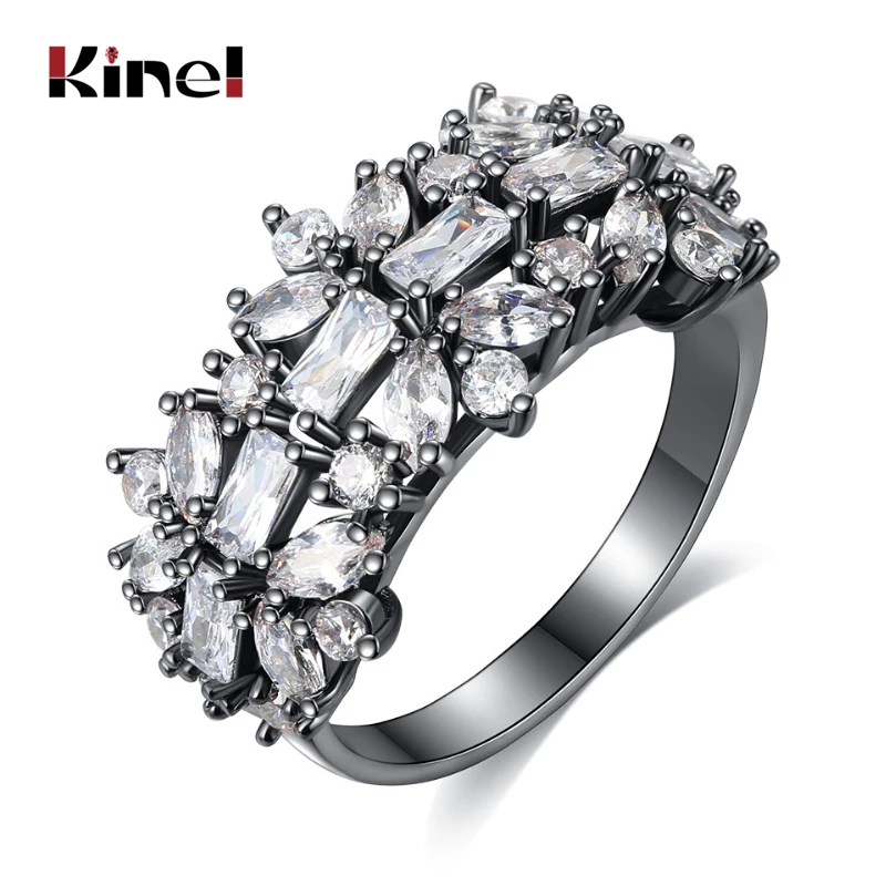 Kinel дизайн Трендовое регулируемое кольцо для женщин вечерние блестящие CZ