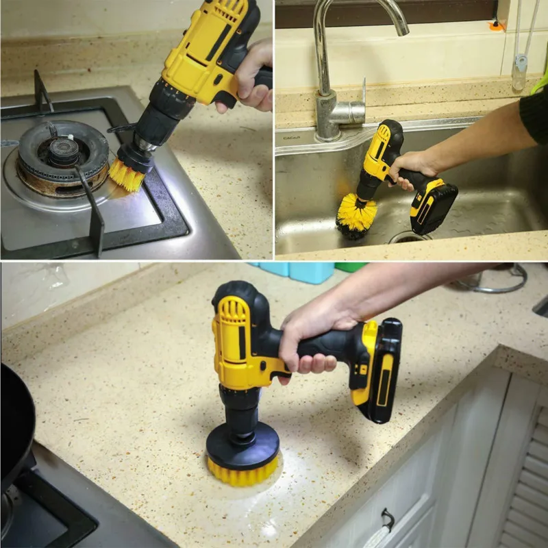 

3Pcs/Set Electric Drill Cleaning Brush Tool Bathroom Kitchen Carpet Glass Automobile Tire Universal Cleaning Brush Nylon Brush