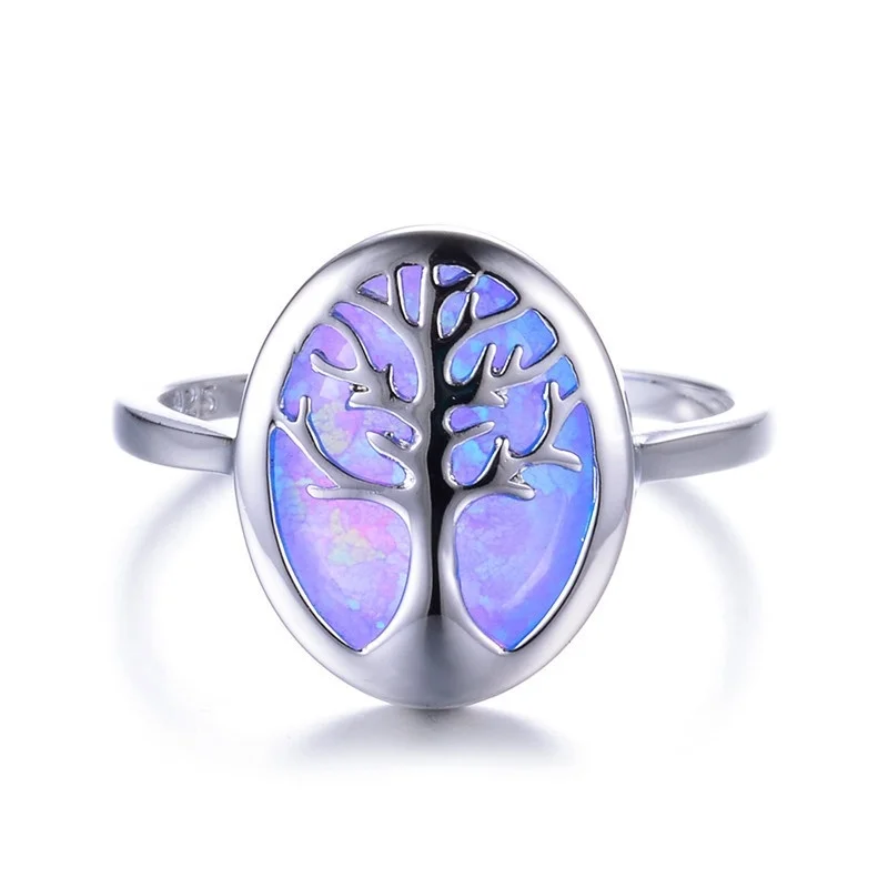

New popular exquisite opal tree of life ring female romantic wedding banquet accessories charm Valentine's day gift wholesale