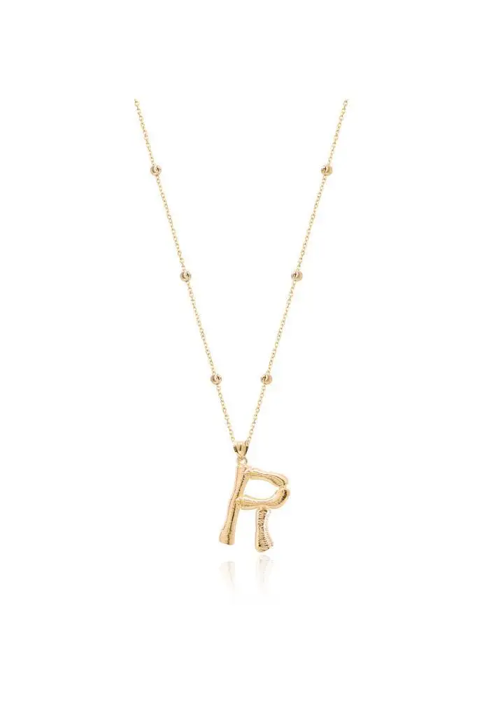 Large Bamboo Silver Letter a-R | Necklace