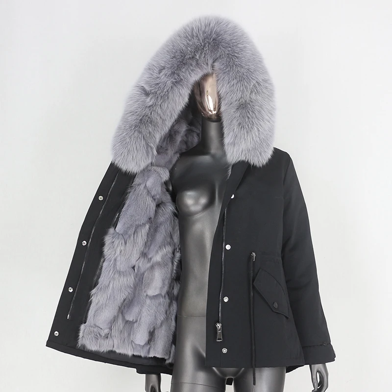 CXFS 2021 короткие Водонепроницаемый парка шуба из натурального Лисьего меха Зимняя