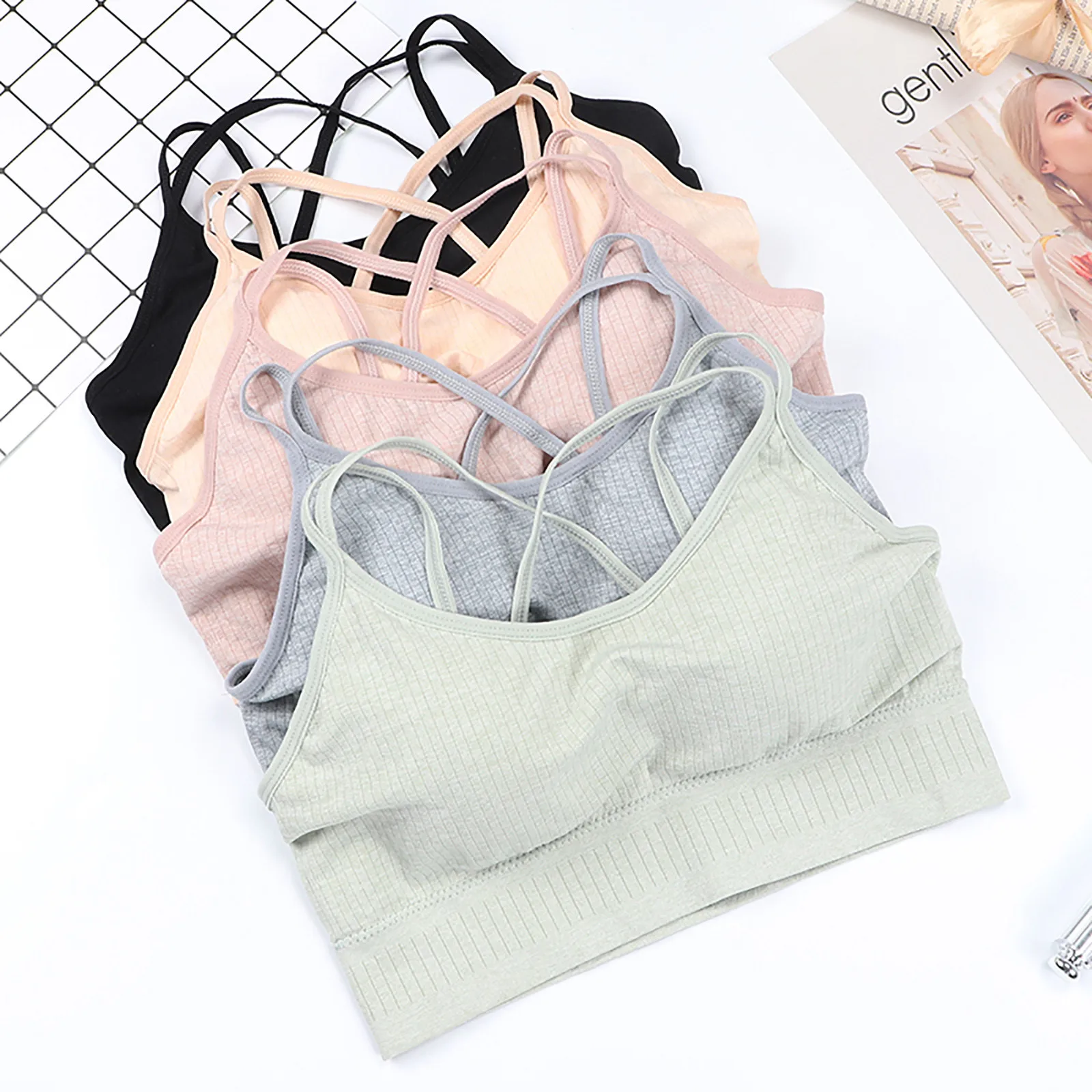 

Sexy Yoga Sports Bra Top Cross Tube Top Wrapped Chest No Steel Ring Sling Sports Vest Cozy Fitness Underwear A20