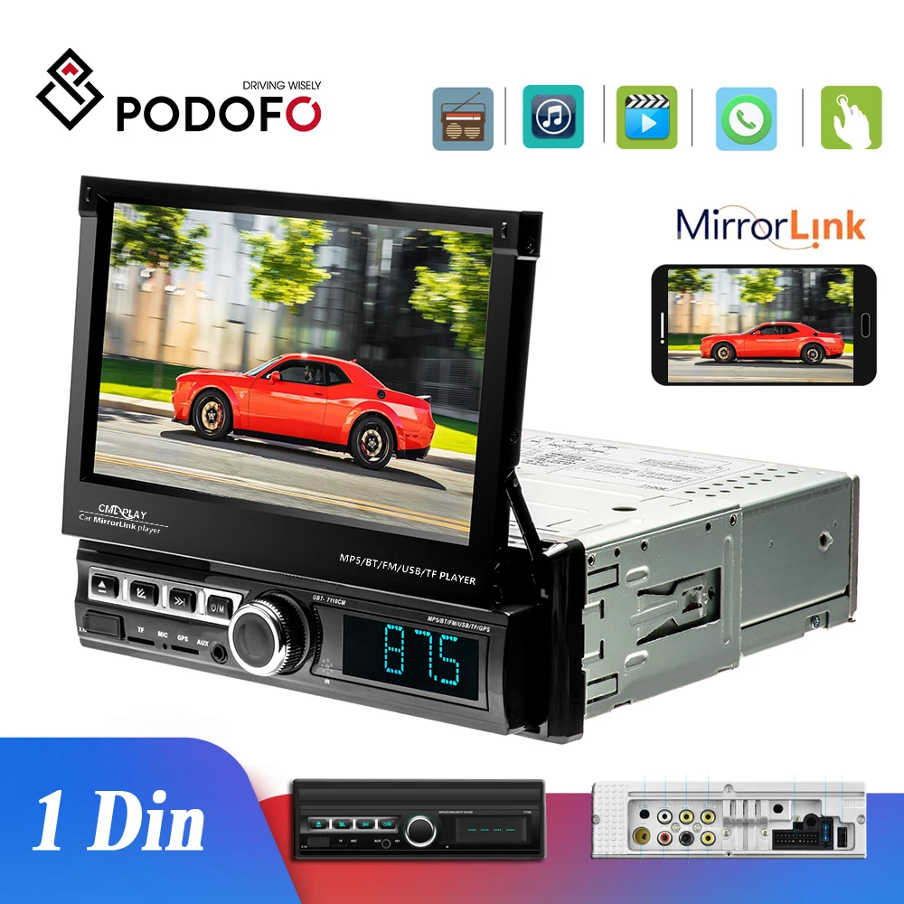 Автомагнитола Podofo мультимедийный плеер с 7 &quotсенсорным экраном функцией Mirror Link