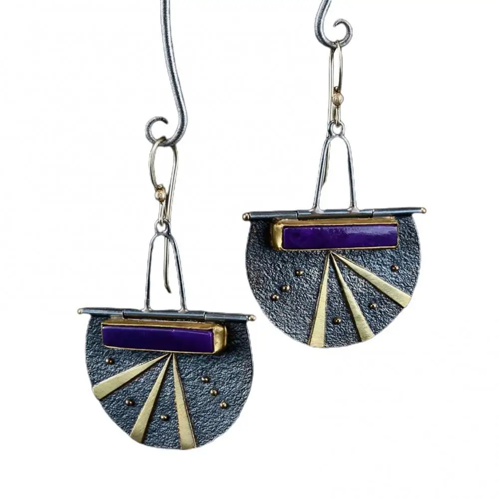 

50%HOTWomen Bohemia Painting Locker Shape Drop Dangle Earrings Jewelry Accessories