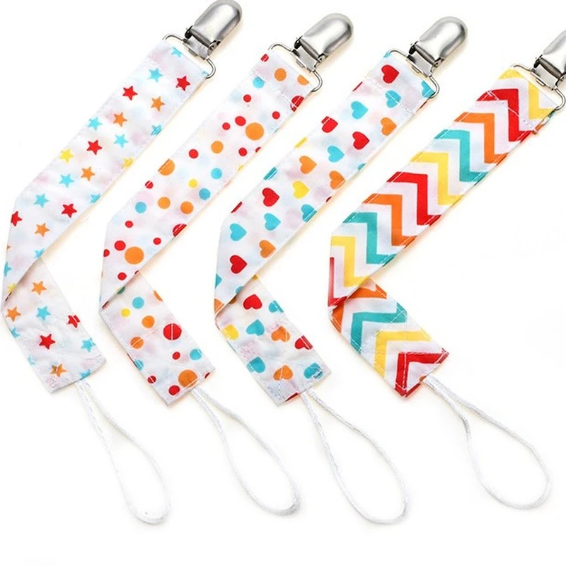 Clips para chupete de beb&eacute;, cadena de algod&oacute;n, correa de hebilla antica&iacute;da, 4 unids/lote-4