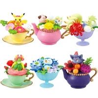 pokemon flower cup collection doll pikachu ninetales jigglypuff piplup model toys collection desktop decoration