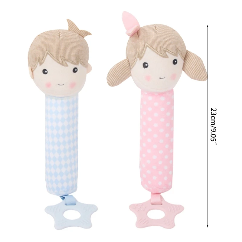 

Safe Infant Teether Soft Plush Rattle Handbells Toys Baby Development Soother Handle Toy 0-24 Months