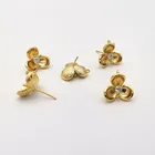 Новое поступление! 15 мм 30 шт покрытие настоящее золото цветочные серьги-гвоздики для сережек Сделай Сам изготовление, ювелирные аксессуары фурнитура и компоненты