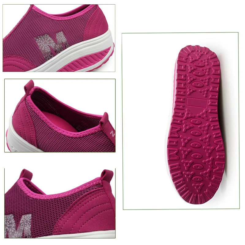 Кроссовки-качалки женские на платформе летняя обувь толстой подошве дышащие