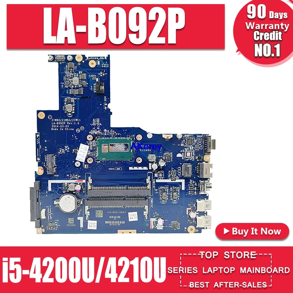 ZIWE1/ZIWB2/ZIWB3 LA-B092P для For Lenovo B50-70 N50-70 материнская плата i5-4200U/4210U CPU Rev: 1 | Компьютеры и