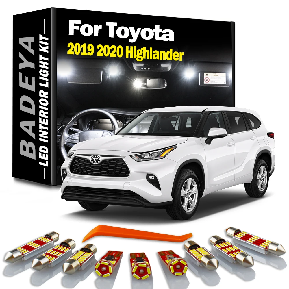 

12 шт., белые посылка ные Лампы Canbus для салона Toyota Highlander 2019 2020