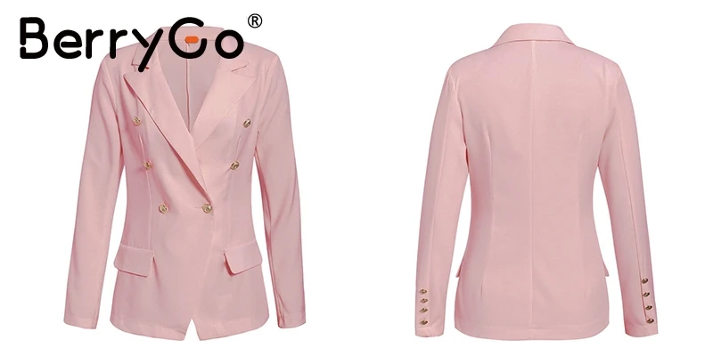 BerryGo Elegant buttons women blazers Casual long sleeve autumn winter female blazer jackets Office ladies blazers coats street