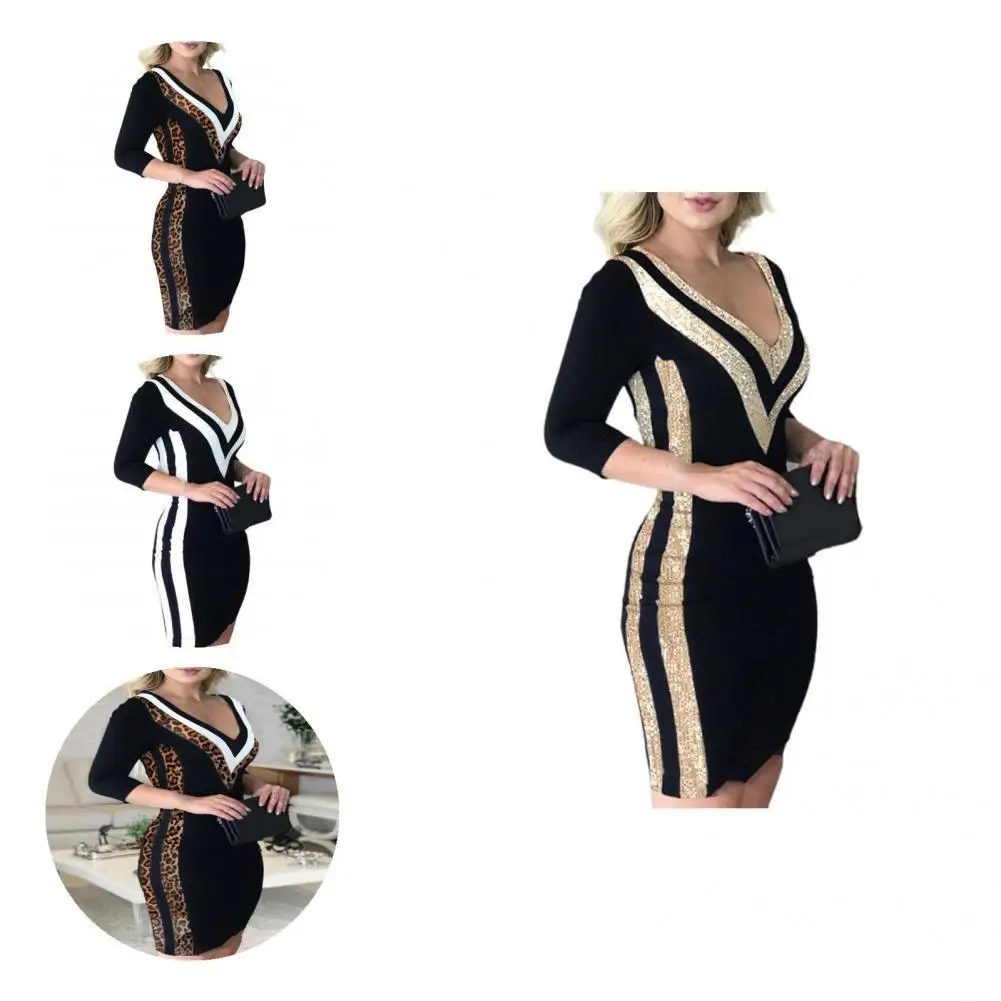 

Contrast Color Comfy Sexy Above Knee Length Bodycon Dress for Banquet