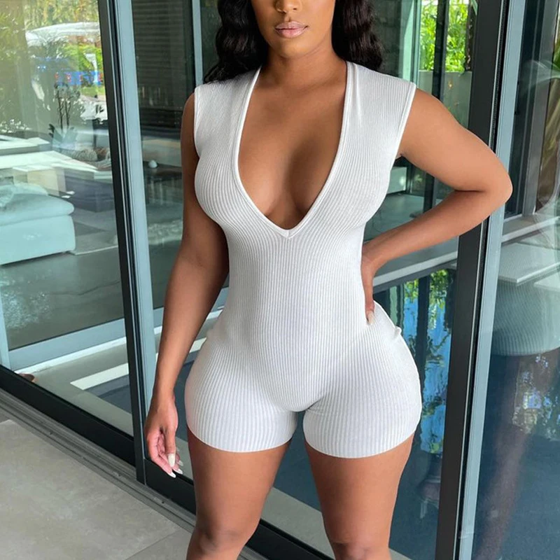 

Спортивные комбинезоны, спортивные костюмы с глубоким V-образным вырезом, сексуальный женский розовый комбинезон, Женский комплект в рубчи...