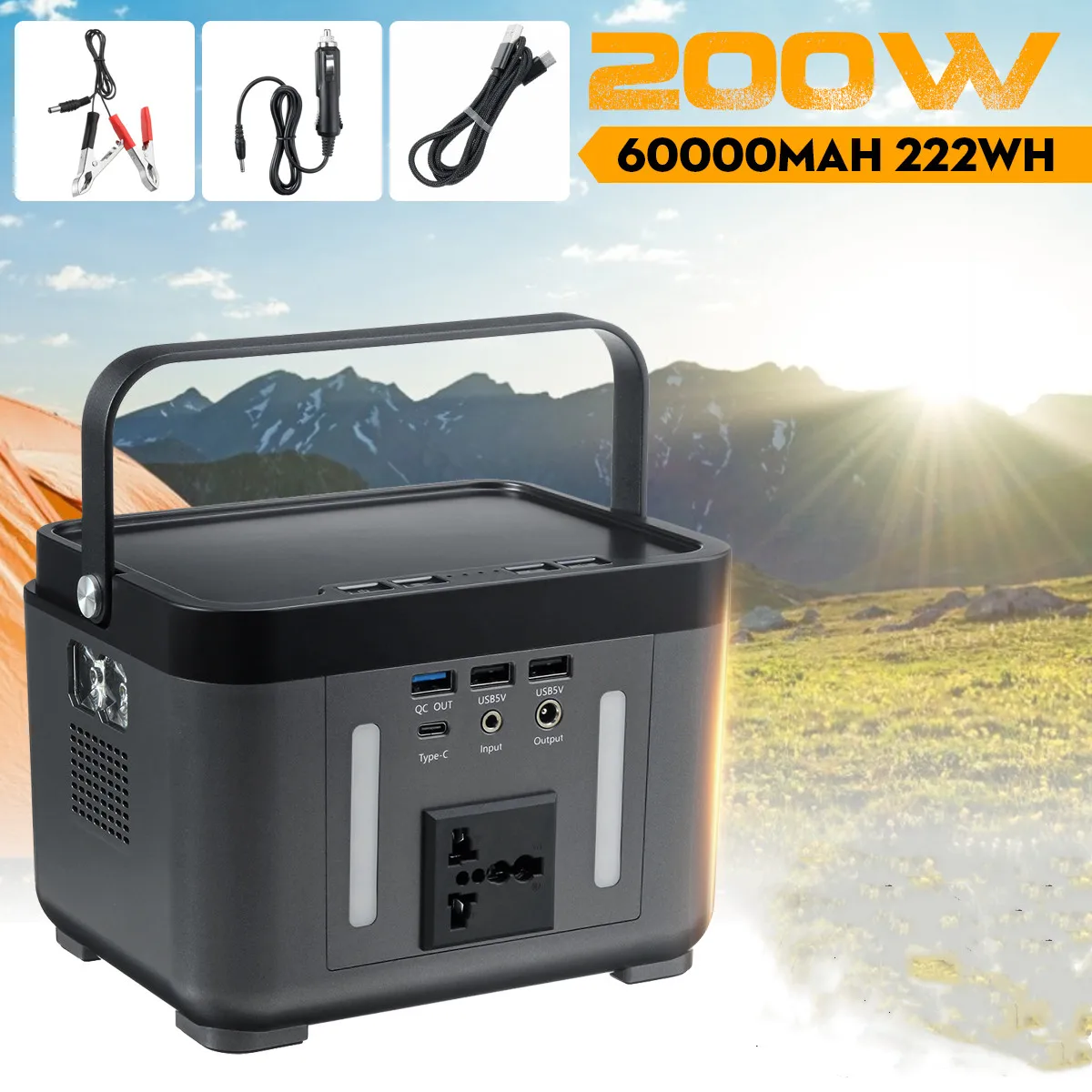 200 Вт 222Wh литиевая батарея солнечный генератор питания инвертор 60000mah AC 220V 3USB