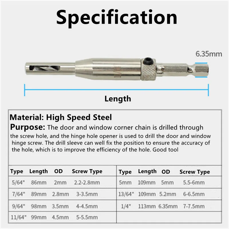 

10pcs/set Door Window Hinge Hole Opener Woodworking Positioning Anti-slip Batch Head Magnetic Ring Wind Batch Power Tool Drill