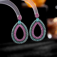 europe and america trend temperament wedding jewelry luxury brand earrings summer fashion cubic zirconia geometric dangle