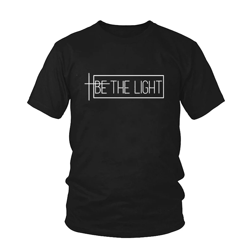 Женская футболка с надписью Be The Light Christian Jesus и Вера топы из хлопка большие размеры