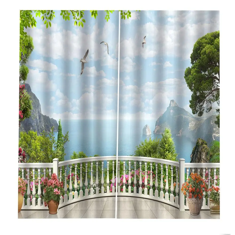 Занавеска с изображением Морского Пейзажа для гостиной | Дом и сад