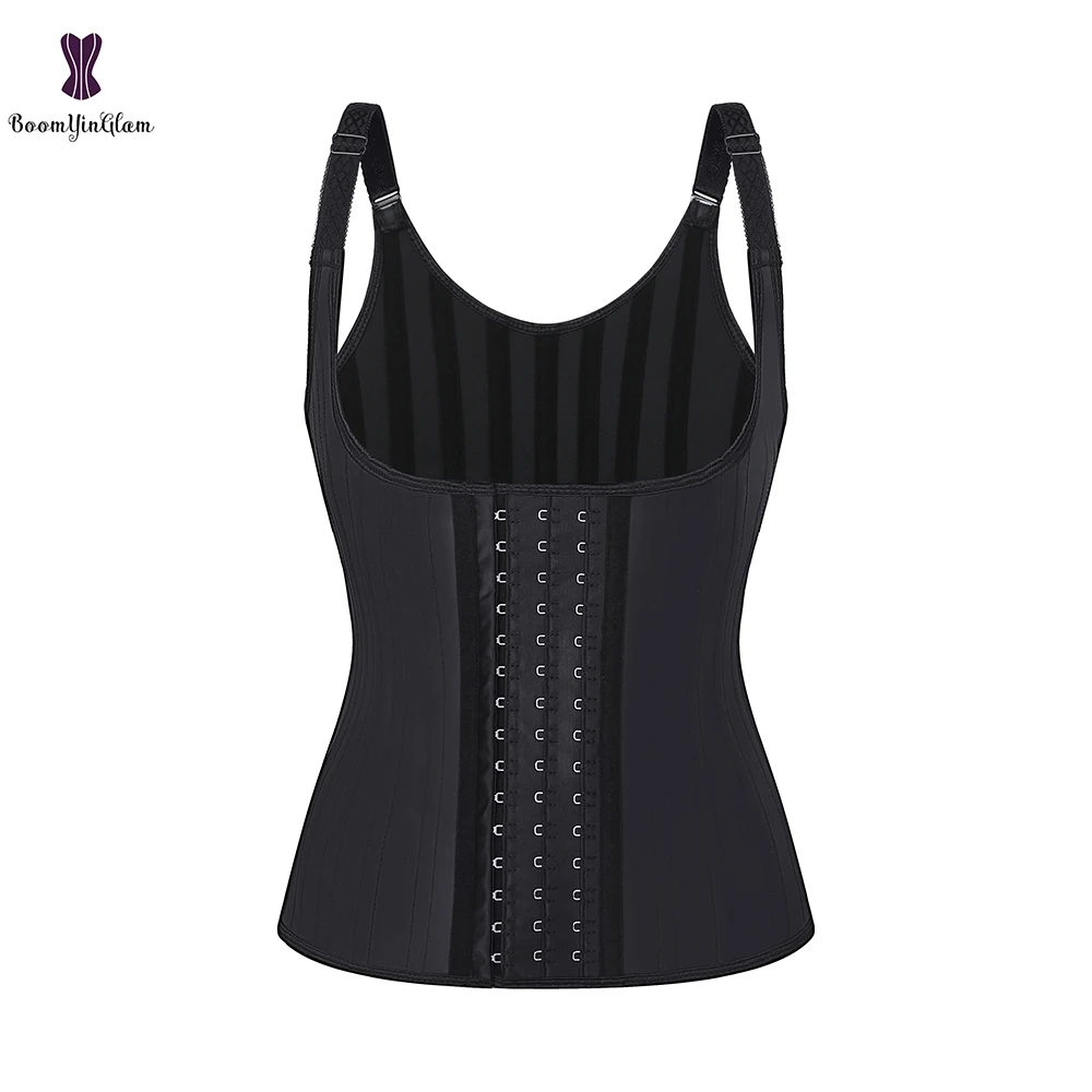 

Adjustable Shoulder Straps Body Shaper 25 Spiral Steel Boned Latex Corset Vest Waist Training Cincher Back Support